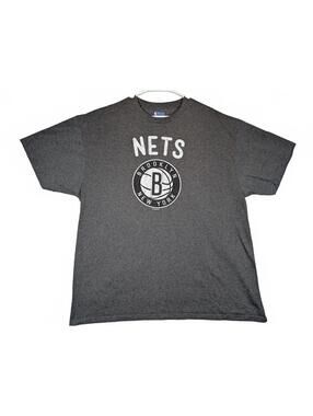NBA Brooklyn Nets Logo Graphic T Shirt Basketball Fan Tee Mens 2XL Gray